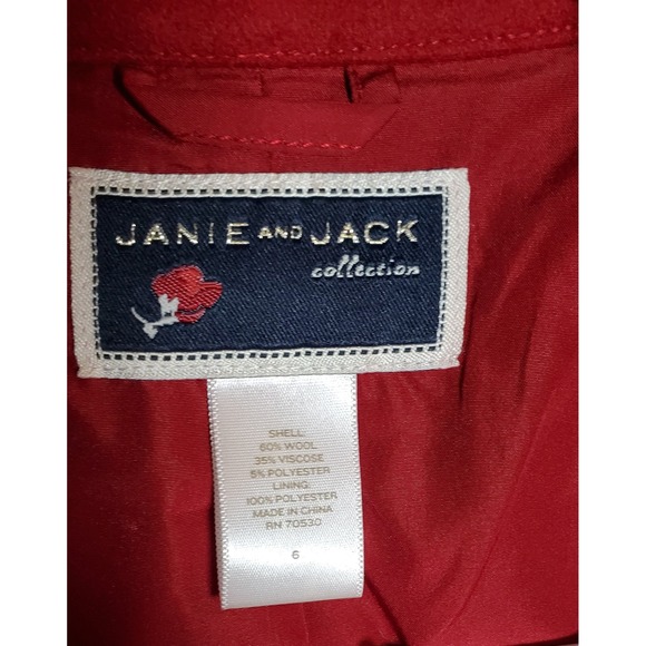 Janie and Jack Girls Holiday Red Melton Wool Blend Dress Coat‎ Toddler Size 6 - Picture 3 of 10